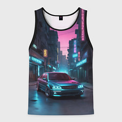 Майка-безрукавка мужская Автомобиль на закате дня, цвет: 3D-черный