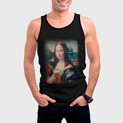 Майка-безрукавка мужская Мона Лиза с пивком, цвет: 3D-черный — фото 2