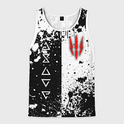 Майка-безрукавка мужская Ведьмак - знаки и брызги, цвет: 3D-белый