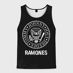 Майка-безрукавка мужская Ramones glitch на темном фоне, цвет: 3D-черный