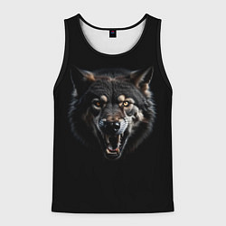 Майка-безрукавка мужская Волк чёрный хищник, цвет: 3D-черный