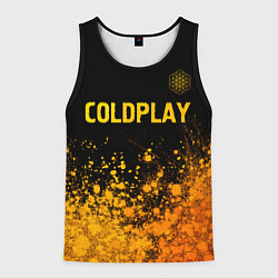 Майка-безрукавка мужская Coldplay - gold gradient посередине, цвет: 3D-черный