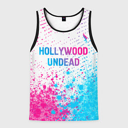 Майка-безрукавка мужская Hollywood Undead neon gradient style посередине, цвет: 3D-черный