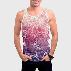 Майка-безрукавка мужская Абстракция - паутинка на сине-красном фоне, цвет: 3D-белый — фото 2