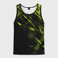 Майка-безрукавка мужская Зеленая краска на черном фоне, цвет: 3D-черный