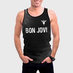 Майка-безрукавка мужская Bon Jovi glitch на темном фоне посередине, цвет: 3D-черный — фото 2