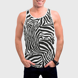 Майка-безрукавка мужская Шкура зебры черно - белая графика, цвет: 3D-белый — фото 2