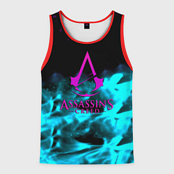 Майка-безрукавка мужская Assassins Creed flame neon, цвет: 3D-красный