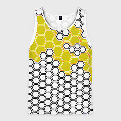 Майка-безрукавка мужская Жёлтая энерго-броня из шестиугольников, цвет: 3D-белый