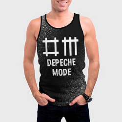 Майка-безрукавка мужская Depeche Mode glitch на темном фоне, цвет: 3D-черный — фото 2