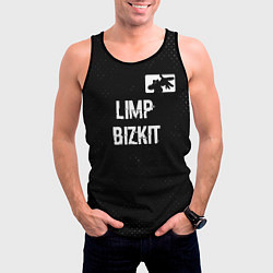 Майка-безрукавка мужская Limp Bizkit glitch на темном фоне посередине, цвет: 3D-черный — фото 2