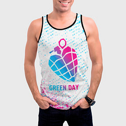 Майка-безрукавка мужская Green Day neon gradient style, цвет: 3D-черный — фото 2