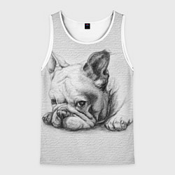 Майка-безрукавка мужская Французский бульдог чб рисунок на стене, цвет: 3D-белый