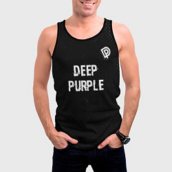 Майка-безрукавка мужская Deep Purple glitch на темном фоне посередине, цвет: 3D-черный — фото 2