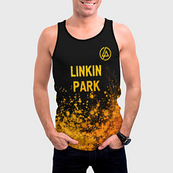 Майка-безрукавка мужская Linkin Park - gold gradient посередине, цвет: 3D-черный — фото 2