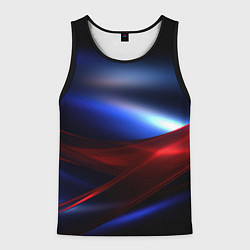 Майка-безрукавка мужская Темный синий фон с красным, цвет: 3D-черный