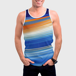 Майка-безрукавка мужская Оранжевые и синий градиент, цвет: 3D-белый — фото 2