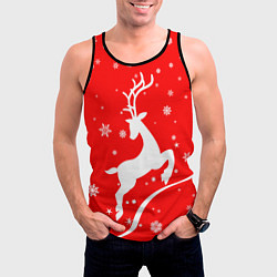 Майка-безрукавка мужская Christmas deer, цвет: 3D-черный — фото 2