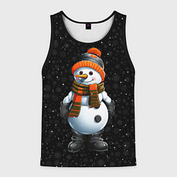 Майка-безрукавка мужская Снеговик и снежинки, цвет: 3D-черный