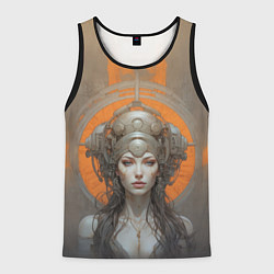 Майка-безрукавка мужская Девушка в футуристичном шлеме, цвет: 3D-черный