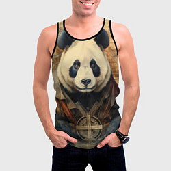 Майка-безрукавка мужская Панда арт-портрет, цвет: 3D-черный — фото 2