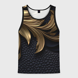 Майка-безрукавка мужская Золотые узоры в виде листьев, цвет: 3D-черный