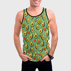 Майка-безрукавка мужская Авокадо и сердечки, цвет: 3D-черный — фото 2