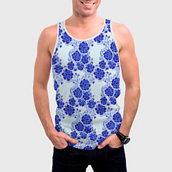 Майка-безрукавка мужская Гжель классика, цвет: 3D-белый — фото 2