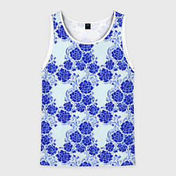 Майка-безрукавка мужская Гжель классика, цвет: 3D-белый