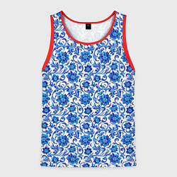 Майка-безрукавка мужская Гжель классика, цвет: 3D-красный