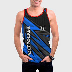 Майка-безрукавка мужская Honda motors - синяя спортивная абстракция, цвет: 3D-красный — фото 2