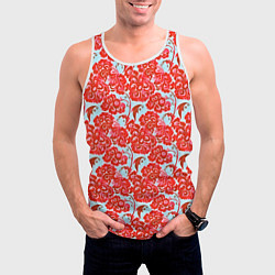 Майка-безрукавка мужская Красная гжель, цвет: 3D-белый — фото 2