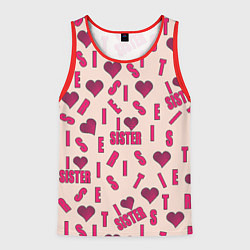Майка-безрукавка мужская Я люблю сестру паттерн, цвет: 3D-красный