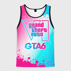 Майка-безрукавка мужская GTA6 neon gradient style, цвет: 3D-черный