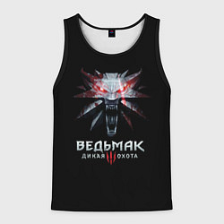 Майка-безрукавка мужская Ведьмак дикая охота лого, цвет: 3D-черный