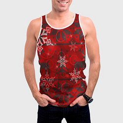 Майка-безрукавка мужская Рождественские узоры снежинки, цвет: 3D-белый — фото 2