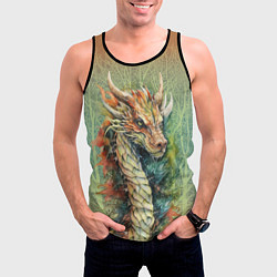 Майка-безрукавка мужская Зеленый древесный дракон с деревьями, цвет: 3D-черный — фото 2