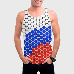 Майка-безрукавка мужская Флаг России из гексагонов, цвет: 3D-белый — фото 2