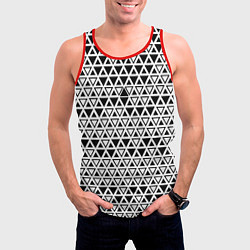 Майка-безрукавка мужская Треугольники чёрные и белые, цвет: 3D-красный — фото 2