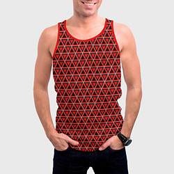 Майка-безрукавка мужская Красные и чёрные треугольники, цвет: 3D-красный — фото 2