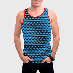 Майка-безрукавка мужская Синие и чёрные треугольники, цвет: 3D-красный — фото 2