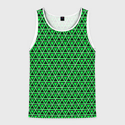 Майка-безрукавка мужская Зелёные и чёрные треугольники, цвет: 3D-белый