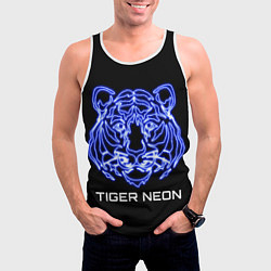 Майка-безрукавка мужская Tiger neon art, цвет: 3D-белый — фото 2
