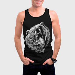 Майка-безрукавка мужская Яростный медведь воин, цвет: 3D-черный — фото 2