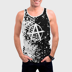 Майка-безрукавка мужская Анархия краски черно-белые, цвет: 3D-белый — фото 2