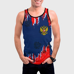 Майка-безрукавка мужская Россия спорт краски текстура, цвет: 3D-черный — фото 2