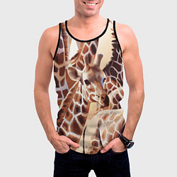 Майка-безрукавка мужская Жирафы - африканский паттерн, цвет: 3D-черный — фото 2