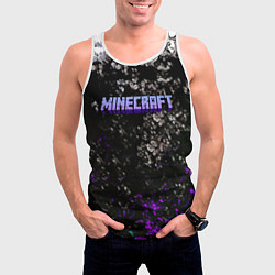 Майка-безрукавка мужская Minecraft брызги красок неон, цвет: 3D-белый — фото 2