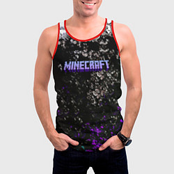 Майка-безрукавка мужская Minecraft брызги красок неон, цвет: 3D-красный — фото 2