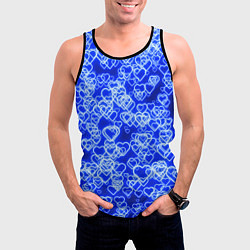 Майка-безрукавка мужская Неоновые сердечки синие, цвет: 3D-черный — фото 2